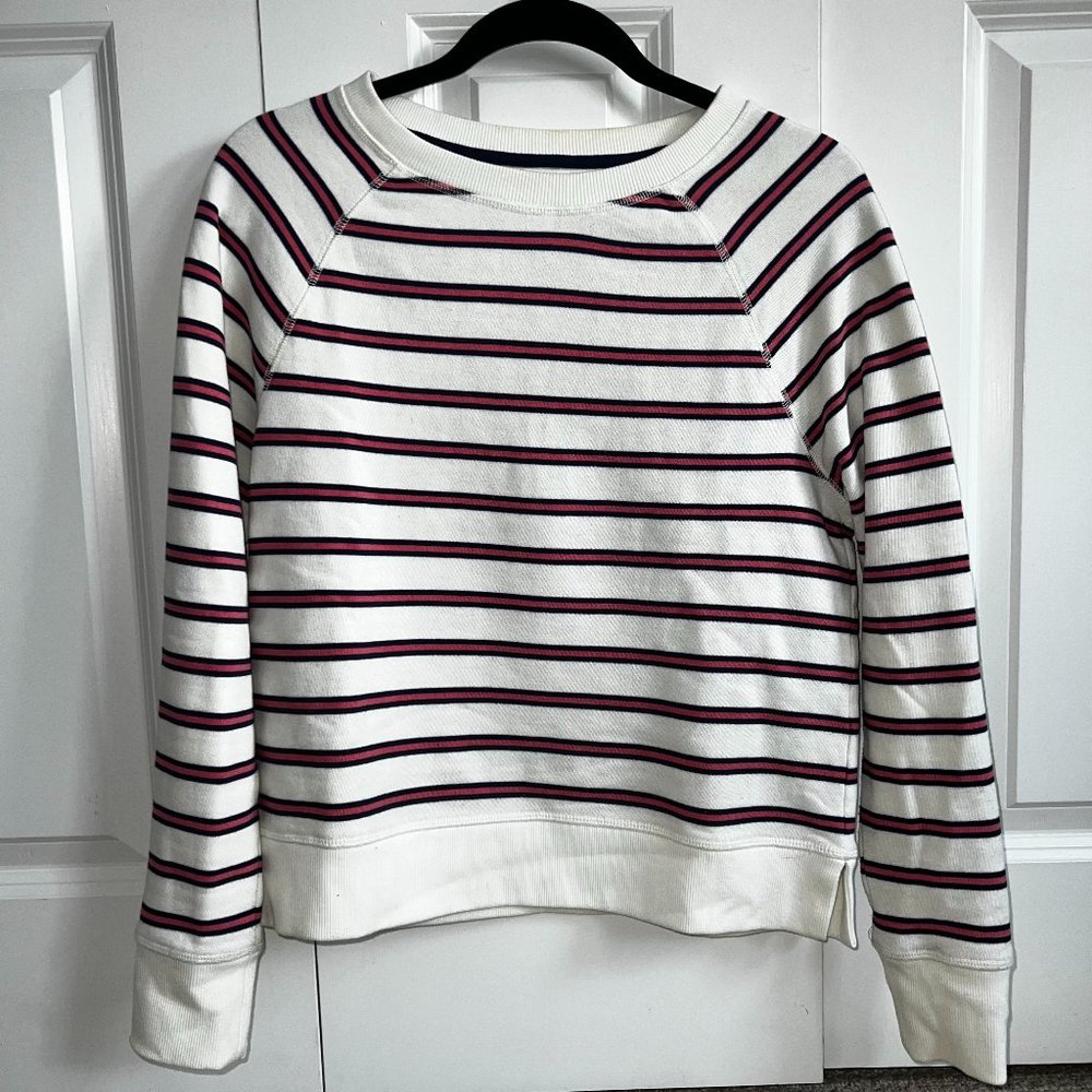 Vineyard Vines Women's XS White Crewneck with Red/Orange and Blue Stripes